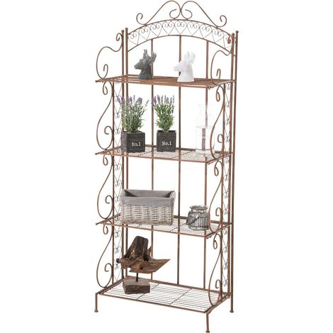 Etagère pour plantes 4 niveaux en fer 153x61x33 cm marron vieilli ETA10018 (1/4)