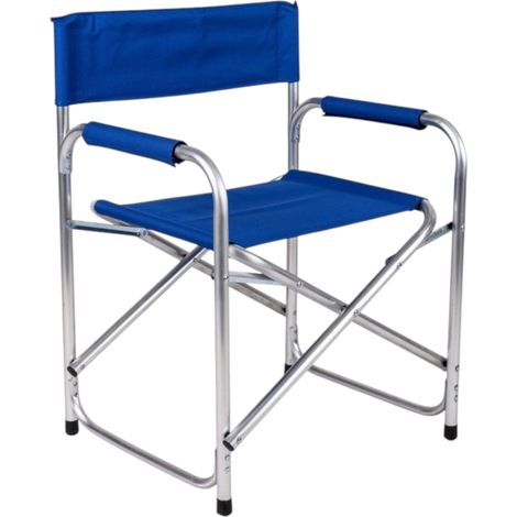 SEDIA REGISTA PIEGHEVOLE IN ALLUMINIO E TESSUTO BLU (1/4)