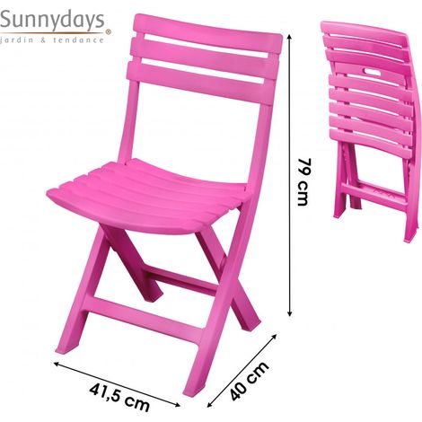 Lot de 4 chaises de jardin pliables 41,5x40x79 cm en plastique rose