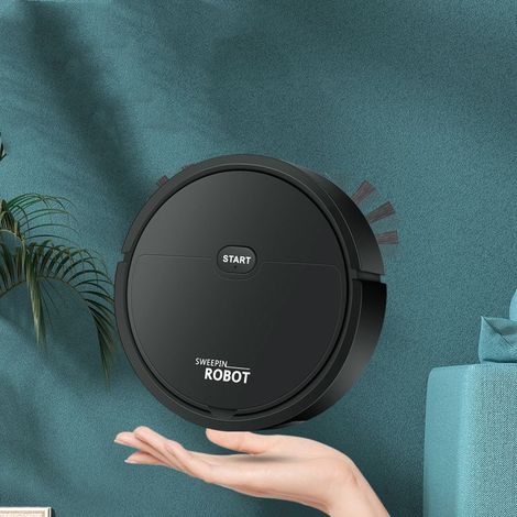 [Robot Aspirateur] Robot Ménageur USB Smart 3 in 1 Aspiration Balayage Nettoyage Automatique Petit Appartement Noir Plastic Lithium Batterie 490g 1 Pièce (1/5)