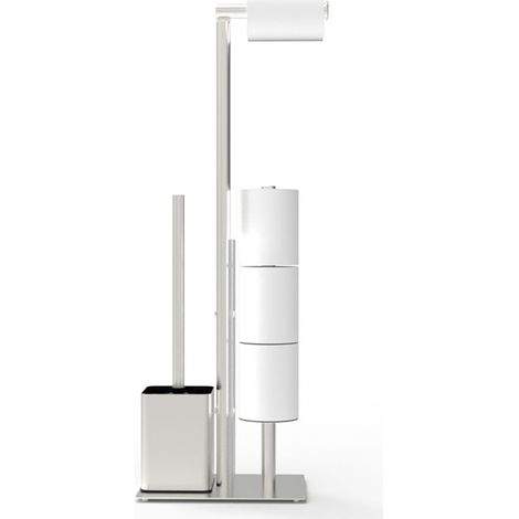 Porte Papier Toilette avec Brosse WC - Support Papier Toilette Debout en Acier Inoxydable avec Brosse de Toilette(Argenté)