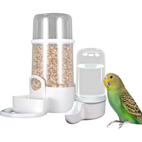 Distributeur d'eau et de nourriture automatique pour oiseaux - Ensemble mangeoire et abreuvoir pour cage (1/5)