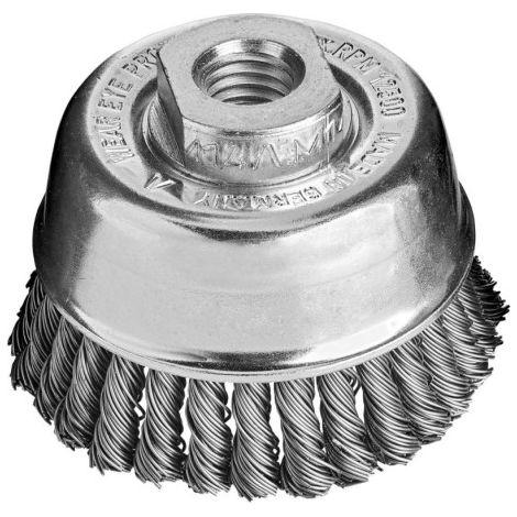 Brosse boisseau en fil d'acier torsadé 65x0.5mm garniture 30x6mm fil métallique torsadé Lessmann (1/5)