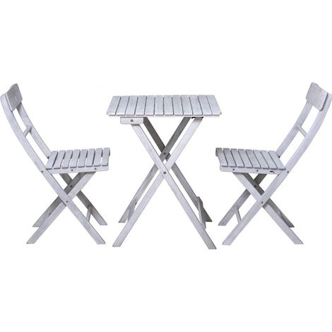 Salon de Jardin Pliable en Bois d'Acacia - Table et 2 Chaises pour Balcon et Terrasse - PANGIVO (1/5)