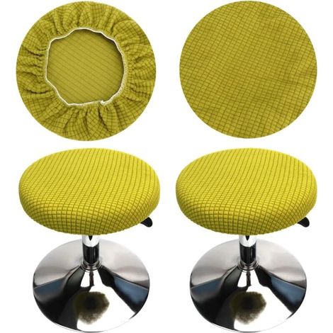 Housse Tabouret Rond, 2 Pièces Housse Tabouret de Bar Rond Housse de Chaise Ronde élastique, Lavable Facile d'entretien Doux et Durable, pour Tabouret de Bar Chaise 30-40cm (Vert)