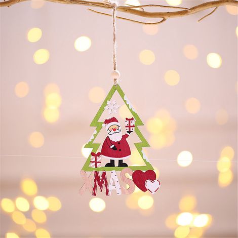 Guirlande De Décoration De Noël - Pendentif En Bois Pour Arbre De Noël - Décor Festif Pour Fête Familiale Et Intérieur - Lot De 6 (1/5)