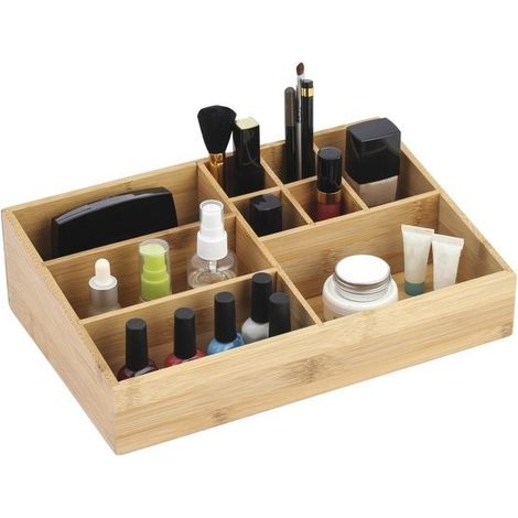 Organizador de maquillaje de bambú 10 compartimentos ISALYS Beige MSV (1/5)