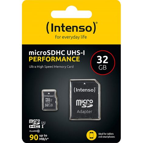 Intenso microSDHC Speicherkarte – Class 10 mit SD-Adapter 32 GB