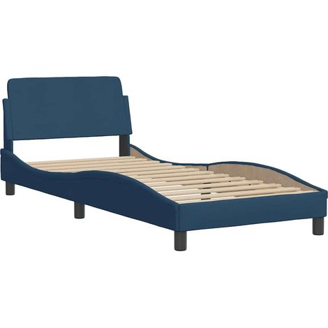 Estructura de cama con cabecero Dover tela azul 90x200 cm vidaXL (1/4)