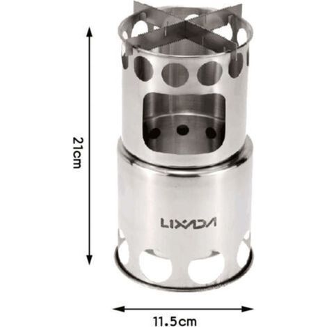 Réchaud à bois léger et portable en acier inoxydable pour cuisine en plein air, pique-nique, camping (1/5)