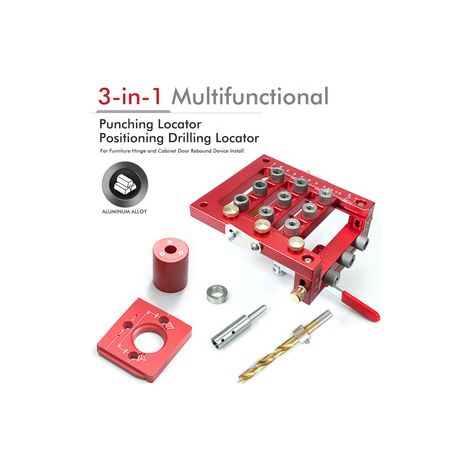 Gabarit 3‑en‑1 pour percer les trous de charnière – Outil de positionnement pour meubles – Accessoire de menuiserie (1/5)