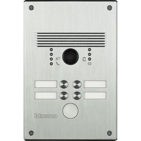 Platines monobloc antivandales à bouton poussoir Linea 300 pour 2 à 4 appels façade Inox (308011) (1/2)