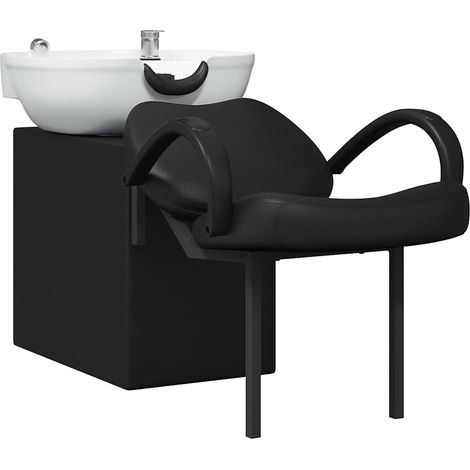vidaXL Fauteuil de shampooing Noir et Blanc 136 x 60 x 92 cm PVC