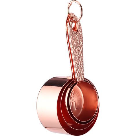 Ensemble de 4 pièces en acier inoxydable doré rose : tasse à mesurer, cuillère à pâtisserie, cuillère à café, cuillère doseuse graduée (1/5)