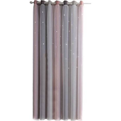 Rideau occultant à étoiles (1 pièce) - Rideau de haute précision pour chambre d'enfant ou salon - Rideaux à étoiles double couche colorés (1/5)