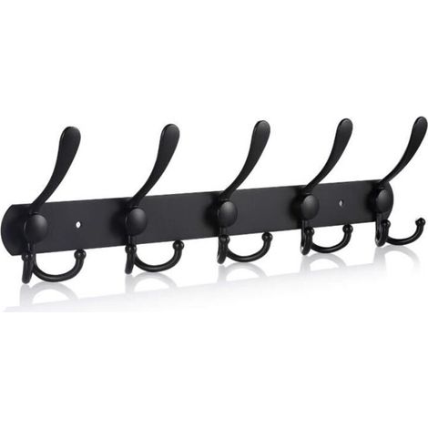 Perchero de pared de acero inoxidable negro: diseño elegante y robusto, ideal para la entrada o el baño.