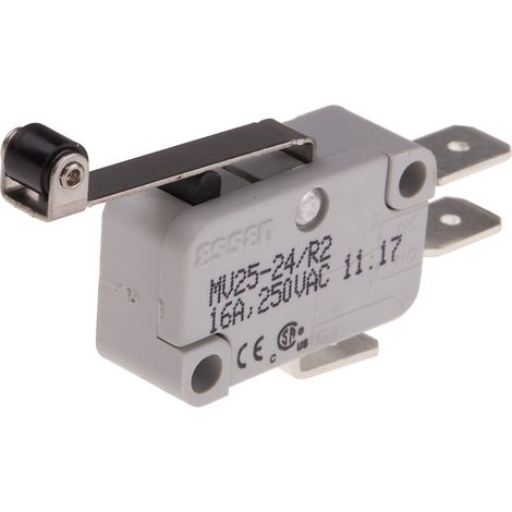 Microrupteur RS PRO Levier long à rouleau, 1 RT, 16 A @ 250 V c.a., Connexion rapide 250V c.a. ( Prix pour 1 )