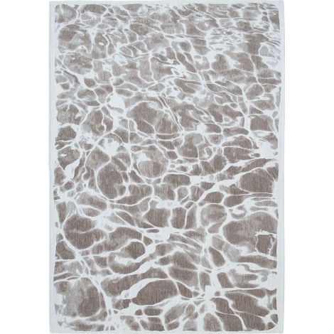 Tapis de salon Swim Meditation Collection 240x340 cm - Grit - Design Cyanotype Inspiré de la Fluidité de líEau, Reflets Brillants, Effet Tactile avec Fil Blanc Flammé (1/5)