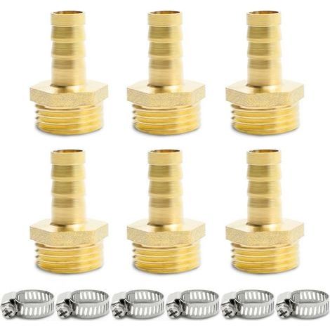 Lot de 6 Raccords Cannelés 1/2" BSP Mâle 12 mm Laiton Pour Outils Pneumatiques (1/5)