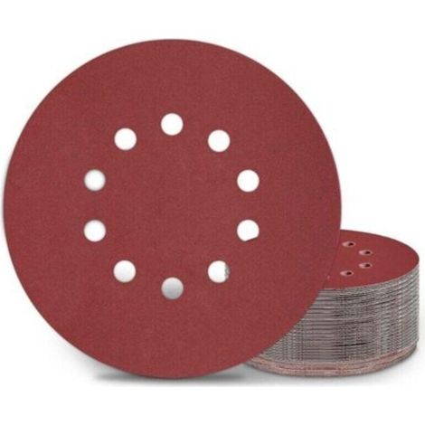 Disques Abrasifs Ponçage 225 mm Grain P220 25 Pièces 10 Trous pour Ponceuse (1/4)