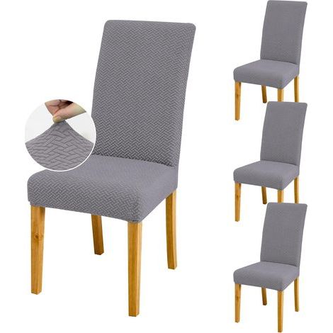 élastique, Housse de Chaise Haute, Housse de Chaise de Bureau (Lot de 4/6/8 pièces avec Dossier) pour Le Salon, la Cuisine, la fête et l'hôtel. (4, Gris Gentilhomme) (1/5)