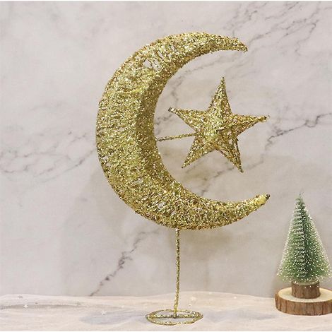 (or Rose, 30 Cm) Toile De Sapin De Nol, Dcoration De Sapin De Nol En Forme De Lune Et D'toile, Ornements De Nol, Beaux Ornements Traditionnels Pou (1/3)