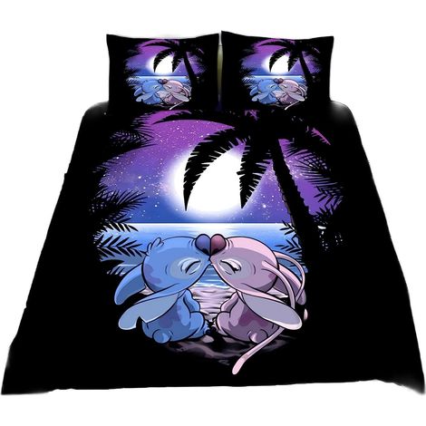 Parure de lit 3 pièces Lilo & Stitch, 200 x 200 cm, avec 2 taies d'oreiller, colorée (1/5)