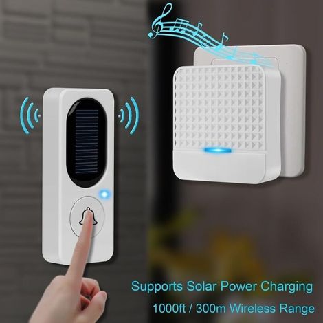 Campanello intelligente wireless a energia solare, campanello intelligente wireless, campanello musicale a lungo raggio per case grandi, campanello video intelligente con visualizzazione in diretta, r (1/4)