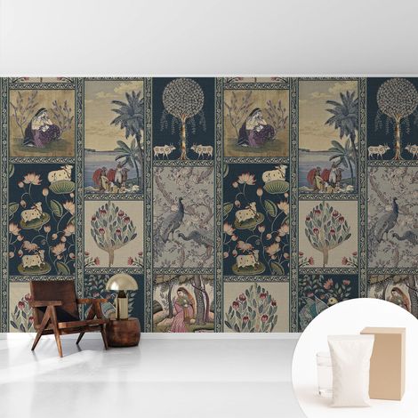 Papier peint intissé avec imprimé pour décoration intérieure pour rénovation a motif - Colle incluse gratuite Scène romantique 416x254 cm (1/5)