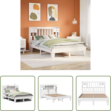 vidaXL Sommier à lattes -  Cadre de lit sans matelas blanc 150x200 cm bois de pin massif (1/5)