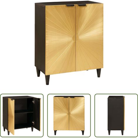 Buffet moderne - Buffet Noir et or 60 x 33 x 75 cm Bois de mangue massif (1/5)