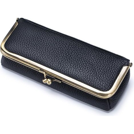 Custodia per occhiali in ecopelle, custodia rigida per occhiali, astuccio retrò con chiusura a scatto, custodia portatile per occhiali, scatola porta occhiali da sole per uomo e donna