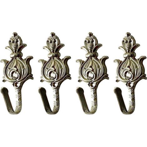 sourcingmap Embrasses de rideaux en alliage de zinc style vintage, crochets de suspension couleur bronze, lot de 4 (1/5)
