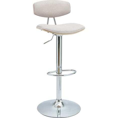 Sgabello da bar design regolabile in tessuto effetto velluto beige e metallo VASCO (1/4)
