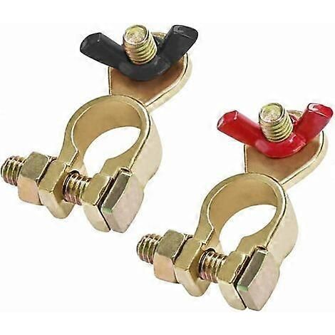 Compatible avec les bornes de batterie 12V/24V, les connecteurs de batterie pour usage automobile et marin, avec écrous de roue, disponibles en rouge et noir (2 pièces). (1/4)