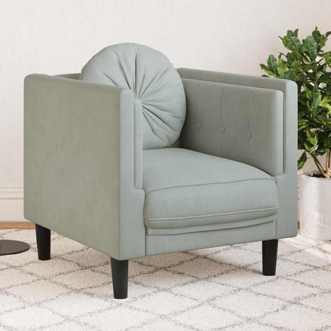 Samt Sofa mit Kissen, modern, hellgrau, 71x77x70 cm (1/5)
