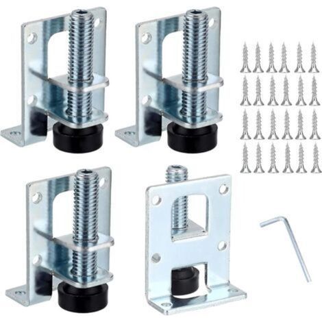 Lot de 4 pieds de nivellement de meubles robustes et réglables M10 pour tables, étagères, armoires, établis (1/4)