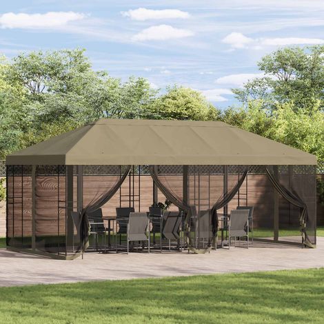 Teenpull – Pavillon Dach mit Seitenwänden 6 x 3 m Beige Polyester 190 (1/5)