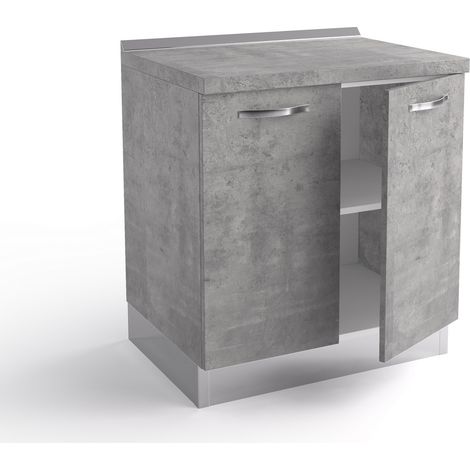 Base cucina 80x60x84 cm in legno grigio cemento con due ante - Massa (1/3)