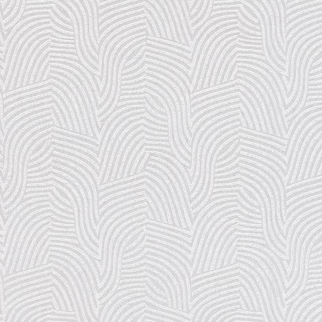 Papier peint à motifs graphiques Profhome 781534 papier peint intissé texturé avec un motif rayé subtilement chatoyant blanc blanc-crème gris clair nacré 5,33 m2