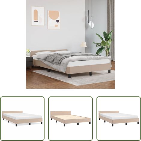 vidaXL Kopfteilbett - Bettgestell ohne Matratze Cappuccino-Braun 120x190cm Kunstleder (1/5)