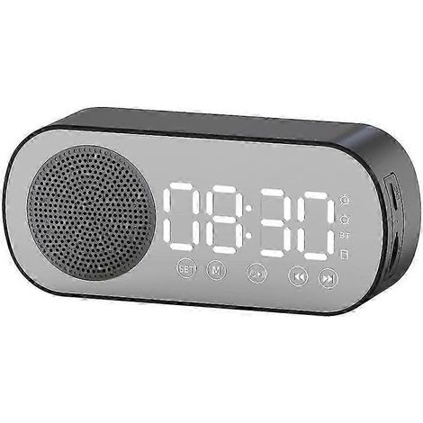 Réveil double avec haut-parleur Bluetooth sans fil, 25-26 cm, noir (1/5)