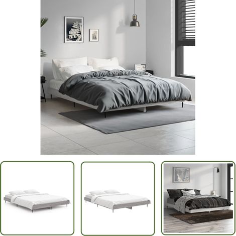 The Living Store Bettgestell Grau Sonoma 140x190 cm Holzwerkstoff - Holzbettfassungen - Doppelbett Gestell - Bettrahmen Grau - Boxspringbett Ohne Matratze - Massivholzbette (1/5)