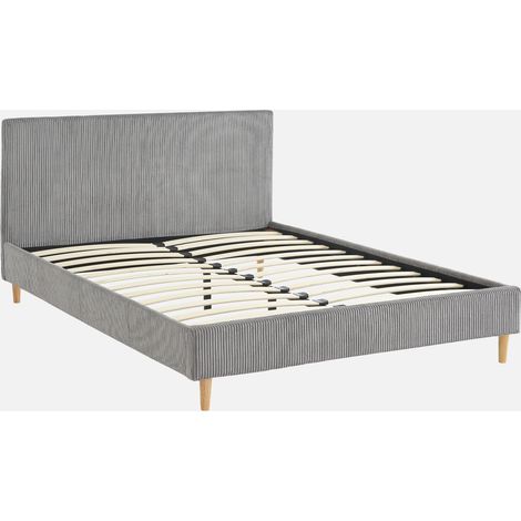 Cama con somier y cabecero 140x190cm, acabado en pana fina