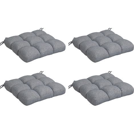 Set mit 4 Gartenstuhlkissen. Gepolsterte Outdoor-Kissen. Maße: 48 x 48 cm (L x B). Grau. (1/5)