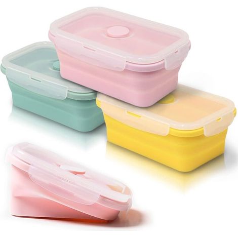 3 packs Récipients Pliables en Silicone Support Pliable conteneurs de Stockage de Nourriture Silicone Pliable Multicolore Alimentaires en pour Le Camping, la randonnée (551ML) (1/4)