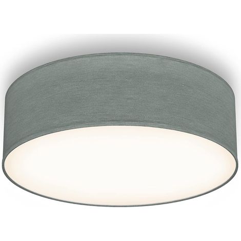 Plafonnier textile gris, éclairage plafond design moderne et sobre, éclairage bureau, rond Ø30cm, douille E27, livré sans ampoule