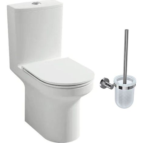 JACOB DELAFON Pack WC au sol blanc sans bride Elite avec abattant extraplat fermeture douce avec porte-balai classique (1/3)