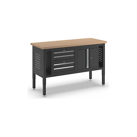 kaiserkraft Banco da lavoro BLACKLINE con 4 cassetti
