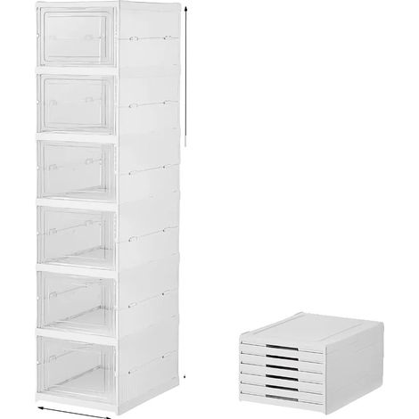 Schuhorganizer, faltbares Design, stapelbare Aufbewahrung, weiße Farbe (1/2)